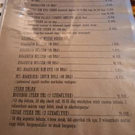 Buffalo Steak House Budapest - Étlap/itallap