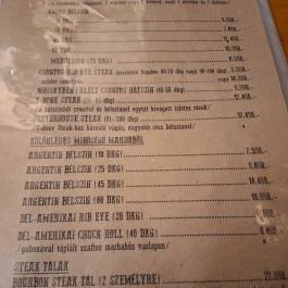 Buffalo Steak House Budapest - Étlap/itallap