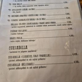 Buffalo Steak House, Budapest - Étlap/itallap