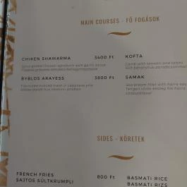 Byblos Budapest Budapest - Étlap/itallap