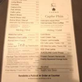 Caphe by Hai Nam, Budapest - Étlap/itallap