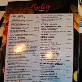Cortez Restaurante & Bar Budapest - Étlap/itallap