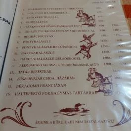 Csali Csárda Pilisszentiván - Étlap/itallap