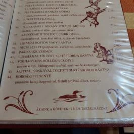 Csali Csárda Pilisszentiván - Étlap/itallap