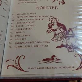 Csali Csárda Pilisszentiván - Étlap/itallap