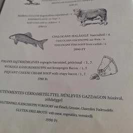 Csalogány Étterem & Kávézó, Balatonfenyves - Étlap/itallap