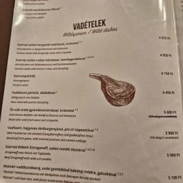 Csejtey Vadászétterem Püspökmolnári - Étlap/itallap