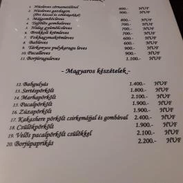 Csendes Pihenő Étterem, Vásárosdombó - Étlap/itallap