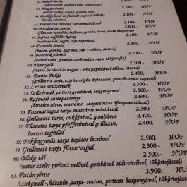 Csendes Pihenő Étterem, Vásárosdombó - Étlap/itallap