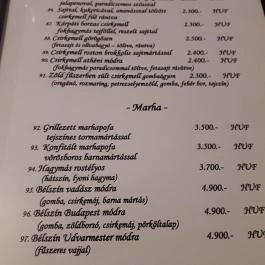 Csendes Pihenő Étterem, Vásárosdombó - Étlap/itallap