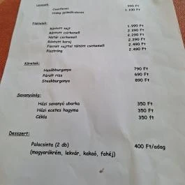 Cserépvár Étterem Cserépváralja - Étlap/itallap