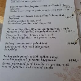 Csicsó Étterem Hőgyész - Étlap/itallap