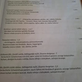 Csillag Étterem, Barcs - Étlap/itallap