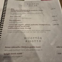 Cucina di Cristina, Budapest - Étlap/itallap