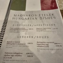 Cucina di Cristina, Budapest - Étlap/itallap