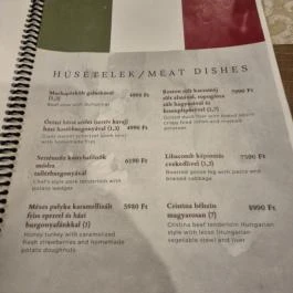 Cucina di Cristina, Budapest - Étlap/itallap