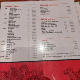 Curry House Indiai Étterem Budapest - Étlap/itallap