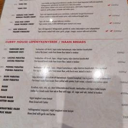 Curry House Indiai Étterem Budapest - Étlap/itallap