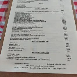 Doki Grill Terasz, Tök - Étlap/itallap