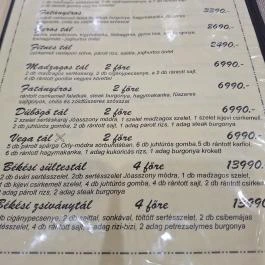 Dübögő Hotel és Étterem Békés - Étlap/itallap