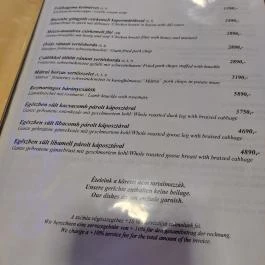 Édenkert Csárda & Fogadó Zagyvaszántó - Étlap/itallap