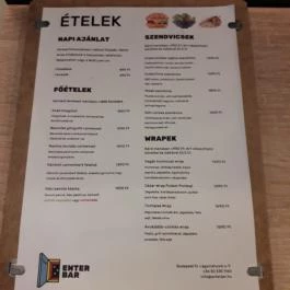 Enter Bár Budapest - Étlap/itallap