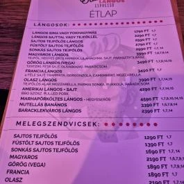 Erzsike Espresso & Lángos Budapest - Étlap/itallap
