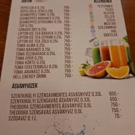 Fakanalas Fogadó Mátrakeresztes - Étlap/itallap