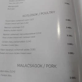 Egy Falat Vendéglő, Letkés - Étlap/itallap