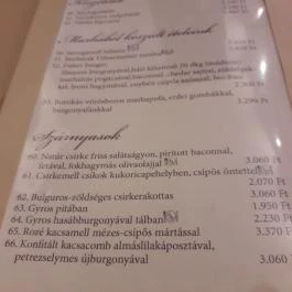 Fiáker Vendéglő & Panzió Zalaszentgrót - Étlap/itallap