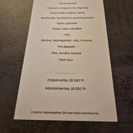 Fiktív, Budapest - Étlap/itallap