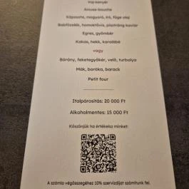 Fiktív, Budapest - Étlap/itallap