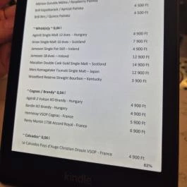 Fiktív, Budapest - Étlap/itallap