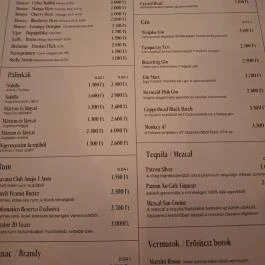 Fióka Budapest - Étlap/itallap
