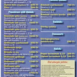 Floga Grill Budapest - Étlap/itallap