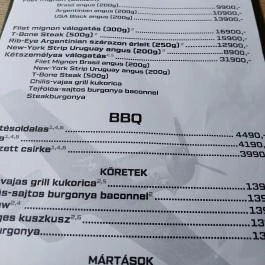 Flyby Steakhouse & BBQ Étterem Budaörs - Étlap/itallap