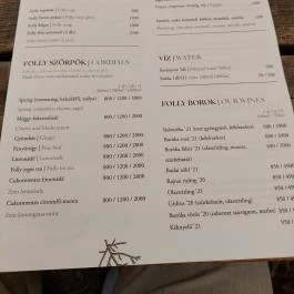 Folly Borászat Badacsonyörs - Étlap/itallap