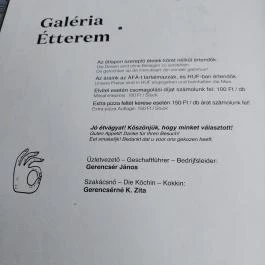 Galéria Étterem Igal - Étlap/itallap