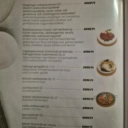 Garta Vendéglő Kapuvár - Étlap/itallap