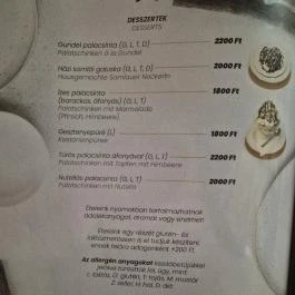 Garta Vendéglő Kapuvár - Étlap/itallap