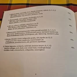 Gólyafészek Vendéglő, Pápa - Étlap/itallap