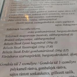 Gondola Pizzéria Pilisvörösvár - Étlap/itallap