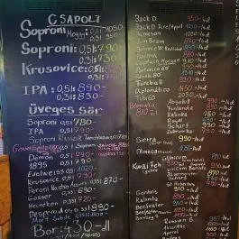Grafika Söröző Budapest - Étlap/itallap