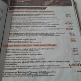 Granárium Étterem, Borozó Nagysáp - Étlap/itallap