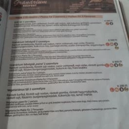 Granárium Étterem, Borozó Nagysáp - Étlap/itallap