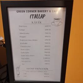 Green Corner, Budapest - Étlap/itallap