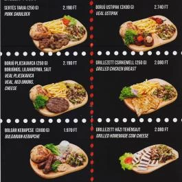 Grill Mánia Budapest - Étlap/itallap