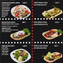 Grill Mánia Budapest - Étlap/itallap