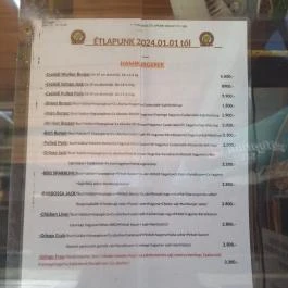 GringoBár Fadd - Étlap/itallap