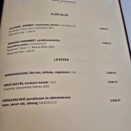 Gróf Degenfeld Kastélyszálló Étterem, Tarcal - Étlap/itallap